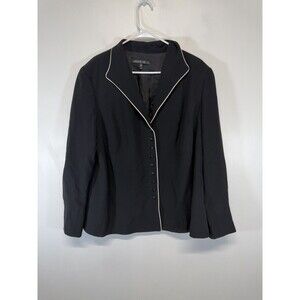 Lafayette 148 Blazer Jacket Coat Black White Trim Lots of Buttons Jet Black 16